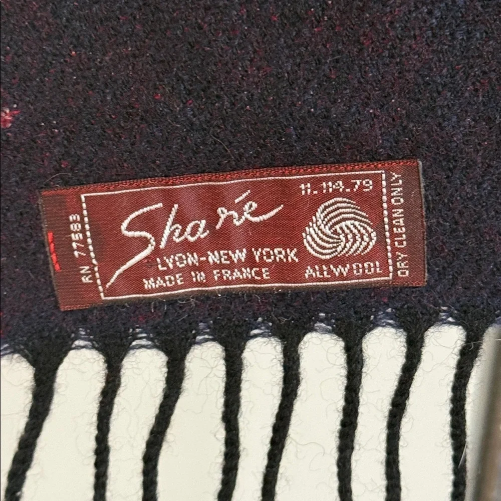 Sharé Vintage 100% Wool Golf Scarf Made in France